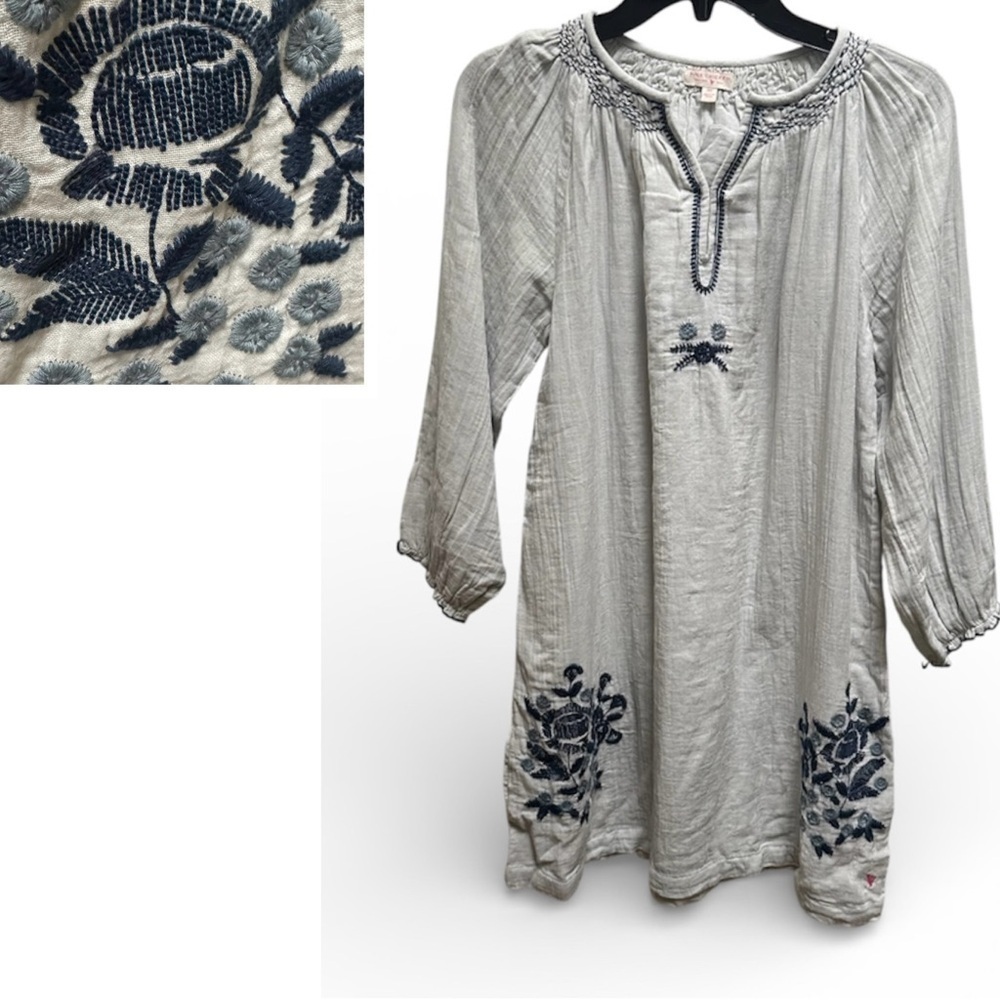 Pink Chicken Gray Tunic with Blue Embroidery Size 14Yrs